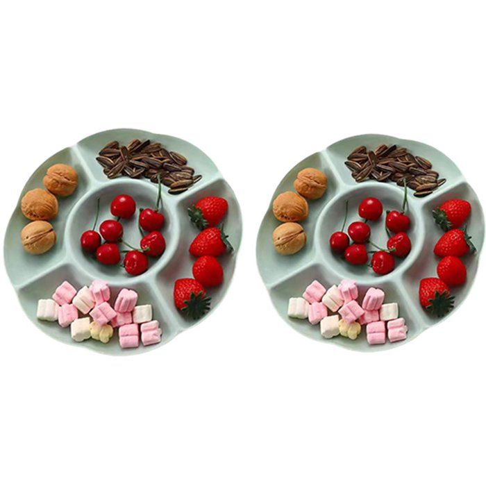 Lot de 2 plateaux apéritif 5 compartiments (Rose).