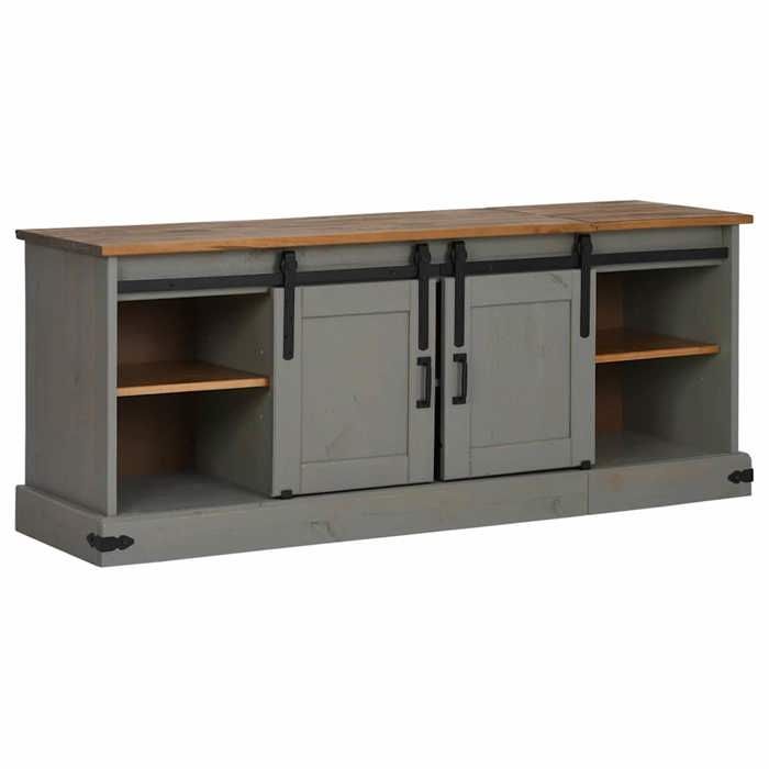 Cabinet TV - Gris - Meuble TV pour Télévision - 1 PC - HALDEN 2 portes coulissantes gris 150x40x60 cm T512