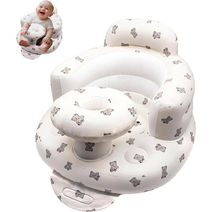Siège gonflable pour bébé dès 3 mois Canapé gonflable portable blanc adapté pour lintérieur et lextérieur 53 x 50 x 38 cm