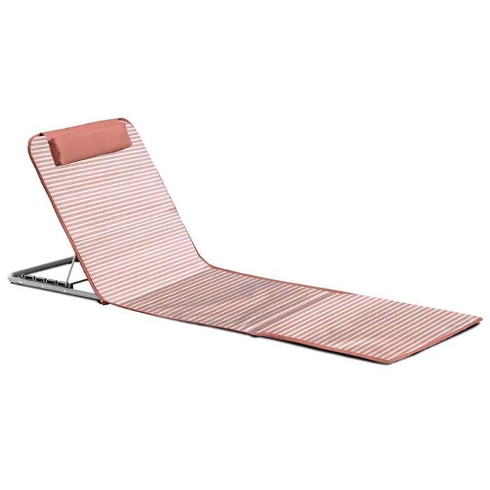 Matelas de plage rayé 134 x 48 cm papaye Clic Clac des plages - Oviala