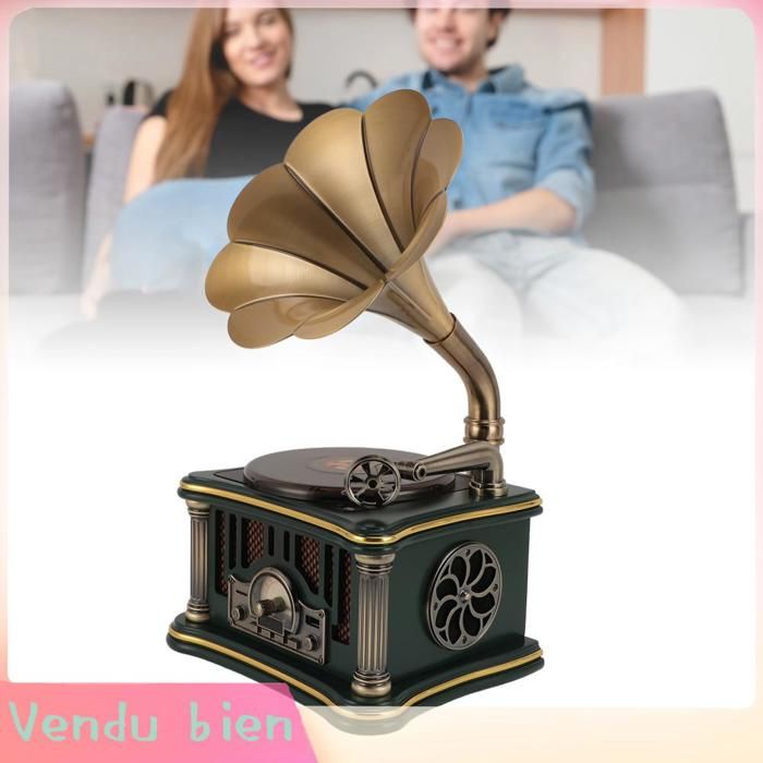 Garosa haut-parleur tourne-disque rétro Haut-parleur Gramophone Vintage entrée AUX 2000mAh lecteur CD rétro video cassette Vert