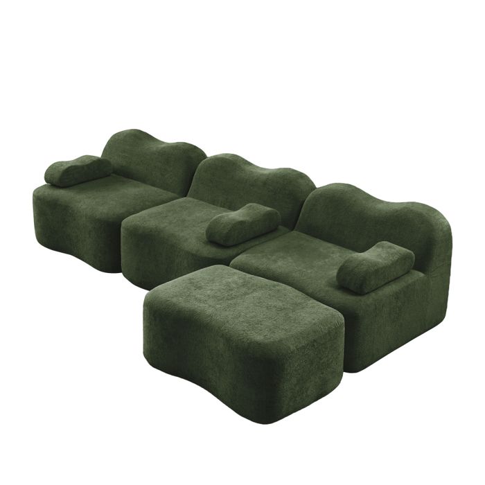 Canapé compressé dangle modulaire -canapé-lit convertible en forme de L 3 places - coussin de siège profond salon vert