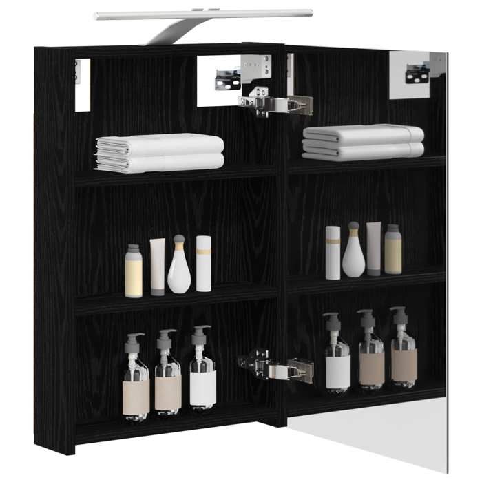 Armoire Miroir de Salle de bain {1 pièce} design avant-gardiste et contemporain， Chêne noir 40 x 10 5 x 60 5 cm swh97w34