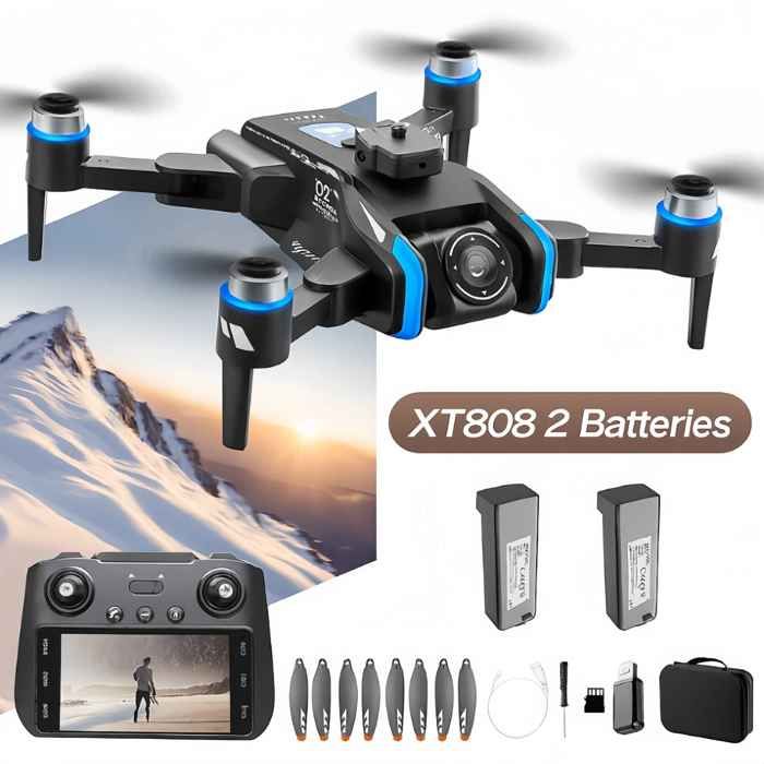 Drone pliable avec caméra télécommande écran transmission 5G évitement d’obstacles 2 batteries