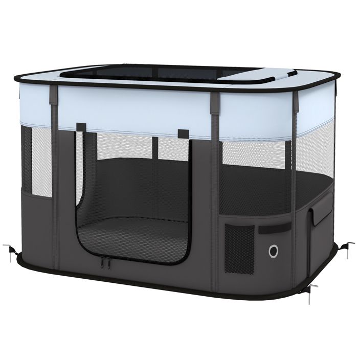 LIA Parc enclos pliable Oxford gris/noir 94x74x60cm