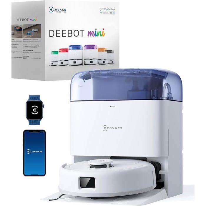 Deebot Mini Aspirateur RobotAspiration 9 000 PaZerotangle 2.0Truemapping 2.0Séchage À 45 °CVidage AutoLavage Intelligent