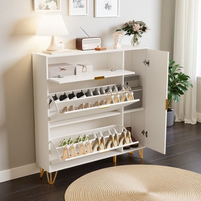Meuble chaussure avec 2 grands rabats et 2 porte rangement