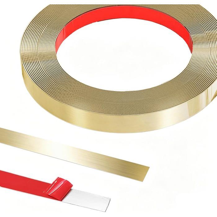 10 m x 1 cm de bande métallique à coller baguettes en acier inoxydable brossé moulures en stuc murales Or Brossé. 10 m X 1 cm