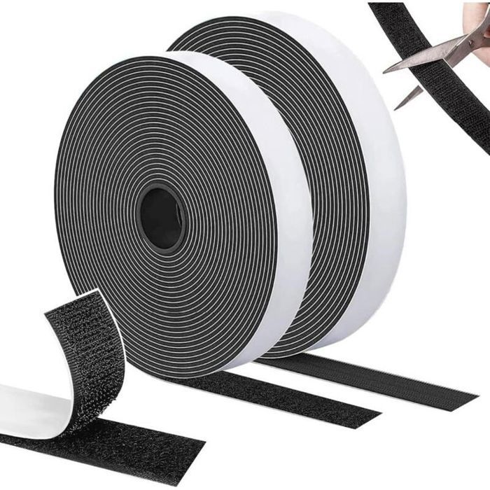 Autocollant adhésif double face extra stark bande crochet et boucle noir idéal pour cadre fenêtre moustiquaire et bricolage 1