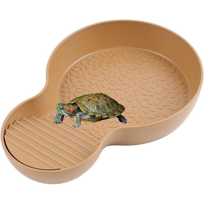 Abreuvoir tortue terrestre rampe amovible baignoire reptile antidérapante 26.5 x 18 x 4.2 cm ABS lézard amphibien