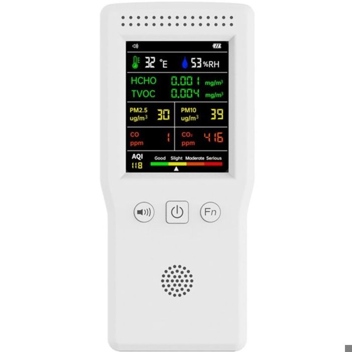 9 en 1 Qualité de lair CO2 CO PM2.5 HCHO TVOC Température Humidité Maison Qualité de lair LCD Affichage - Blanc 9 en 1 Qualité de lair CO2 CO PM2.5 HCHO TVOC Température Humidité Maison Qualité de lair LCD Affichage - Blanc