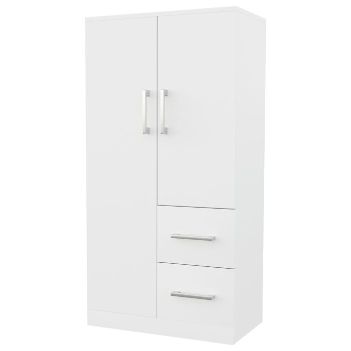 Armoire 70 x 40 x 135 cm modèle à double porte avec tiroirs et compartiments de rangement armoire enfant blanche.