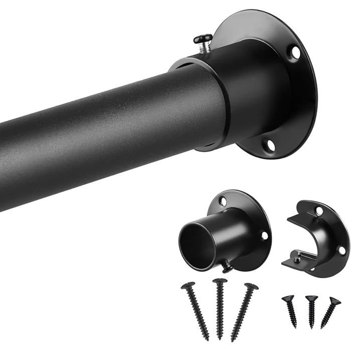 Tringle vêtements noire tringle de penderie télescopique tringle de garde robe de 32 mm tringle de penderie avec Noir 74 160CM