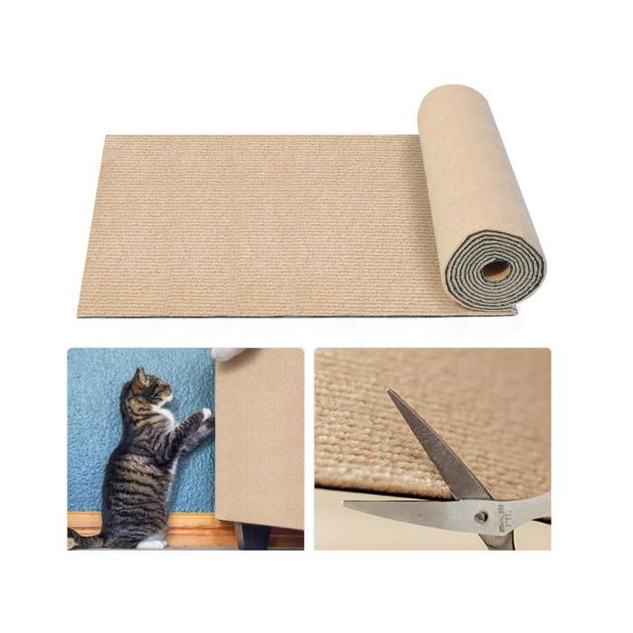 Tapis à gratter Autocollant pour Chat 40×200 cm DIY Climbing Cat Scratcher Griffoir Chat Canapé Tapis Griffoir Auto-adhésif