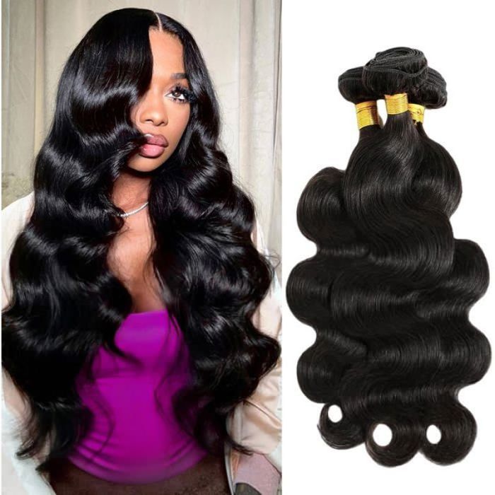 Mèches dextension de cheveux humains Body Wave - cheveux brésiliens vierges bruts - 3 paquets de 18 pouces