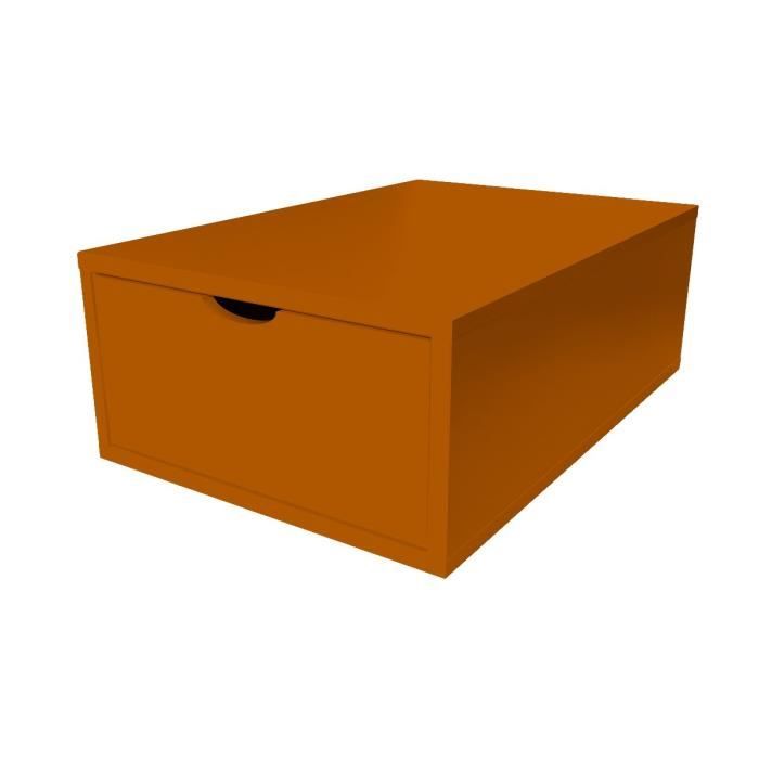 cube de rangement profondeur 75 cm + tiroir bois - couleur - chocolat