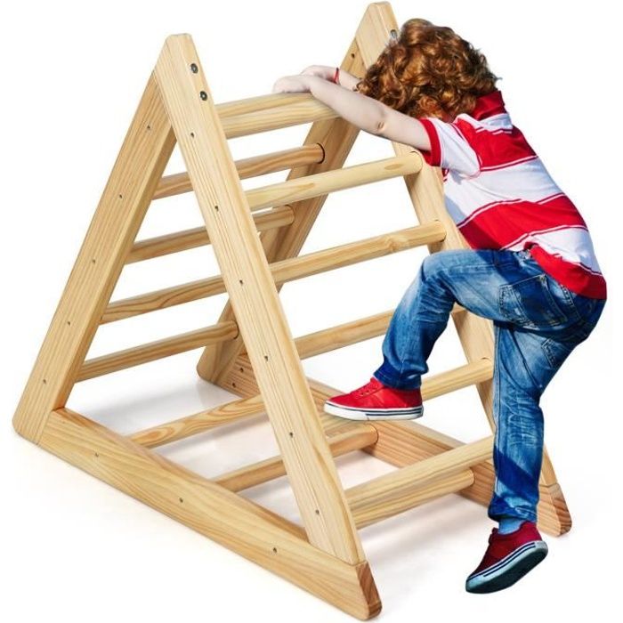 Costway Echelle D Escalade Triangle D Escalade Pour Tout Petits En Bois De Pin Surface Bien Lisse Pour Bebe Plus De 3 Ans Cdiscount Jeux Jouets