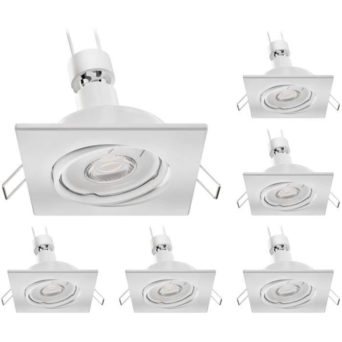 6 Cadres Encadrement Plafond FERE Blanc Mat | Pivotant 30° - Pour LED/Halogène GU5.3 | Ø83mm
