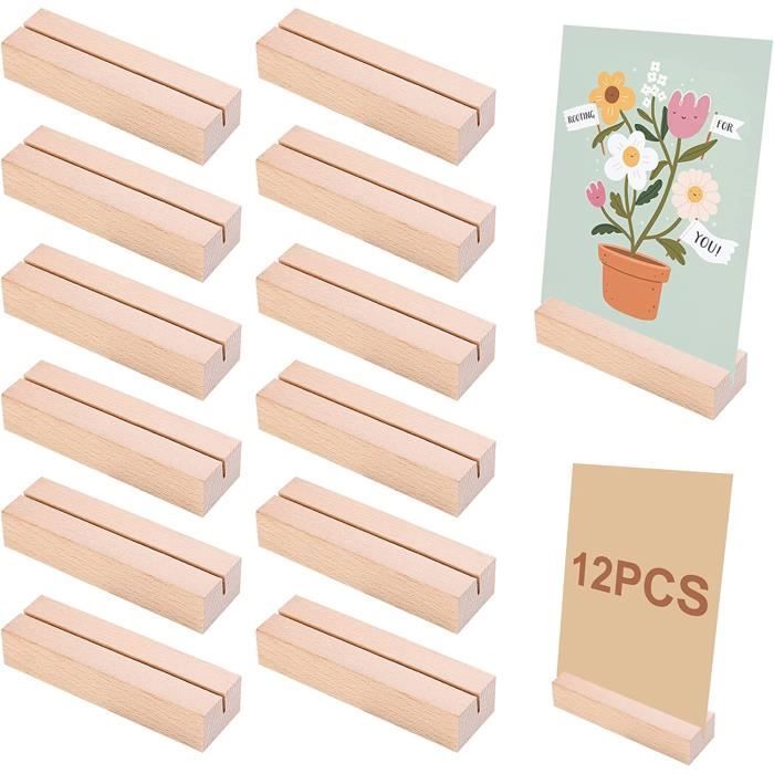 Lot De 16 Porte-Cartes De Table En Hêtre - Présentoir Menu Photo Bois - Mariages Banquets Fêtes