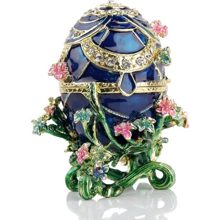 Boîte à Bijoux En Forme D'œuf De Pâques Style Fabergé - Porcelaine Fine, Vintage