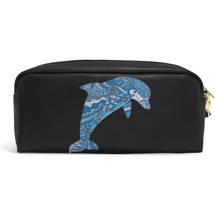 Dolphin Aztec Tribal Cuir Pu Noir Stylo Trousse Pochette Housse ...