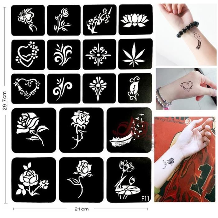 50 Pochoirs Mini Tatouage Filles à Thème - Paillettes, Neufs Sous Emballage