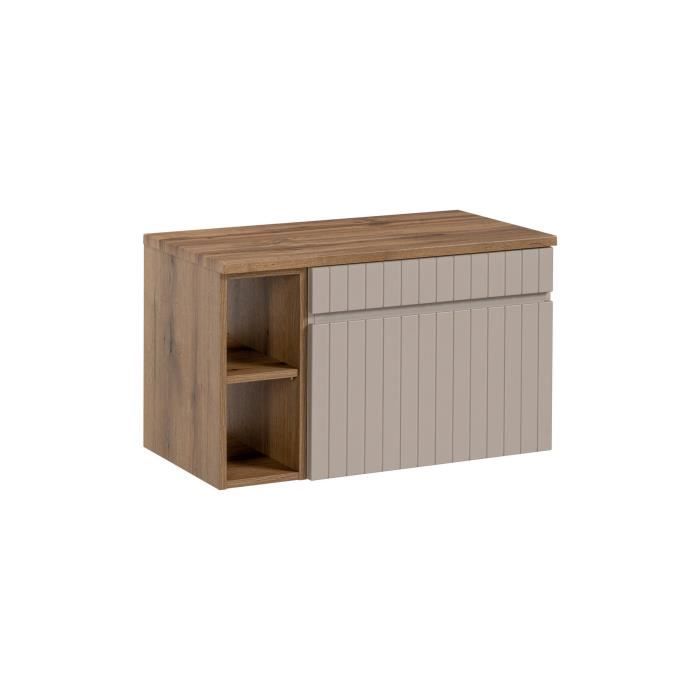 Meuble de salle de bain à suspendre ICONIC CASHEMIRE 60 cm avec le plan et lextension 20 cm couleur evoke