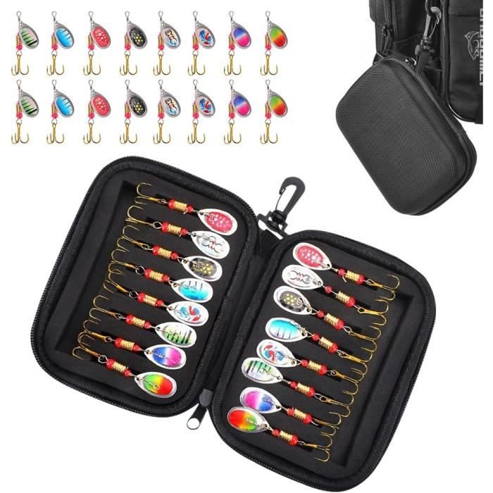 16Pcs Leurres De Pêche,Leurre Pêche Carnassier,Appât De Pêche Spinner ...