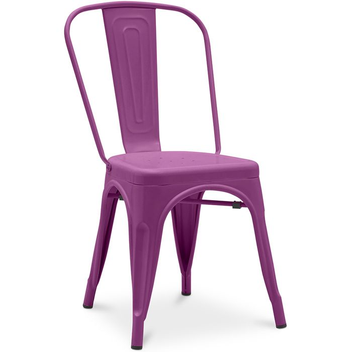Chaise de salle à manger Bistrot Metalix design industriel en Métal mat - Nouvelle édition Violet