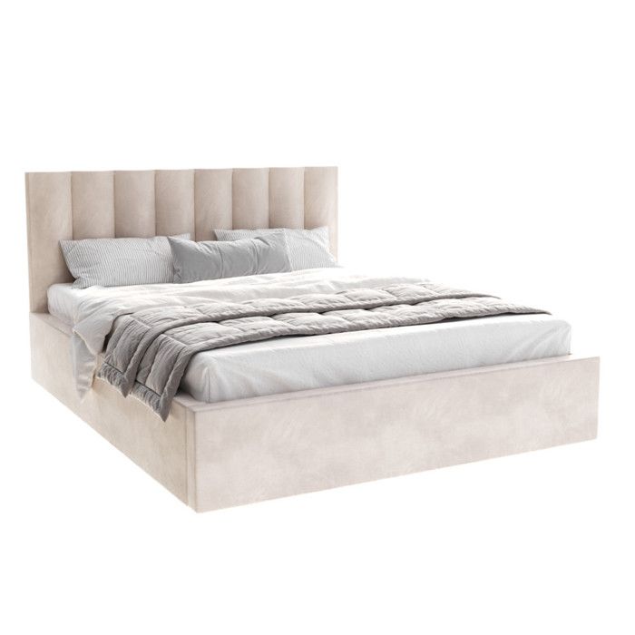 Lit coffre Colorado 160x200 - Sommier inclus Crème