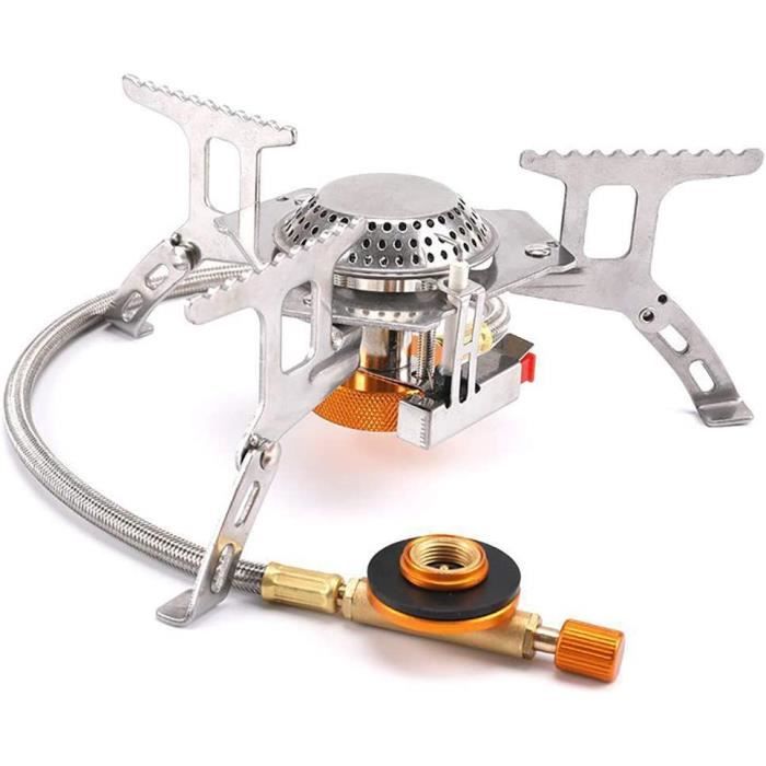VGEBY1 Réchaud à Gaz Portable Camping - Acier Inox 4500W - Essence/Diesel/Butane - Pour Randonnée & Outdoor