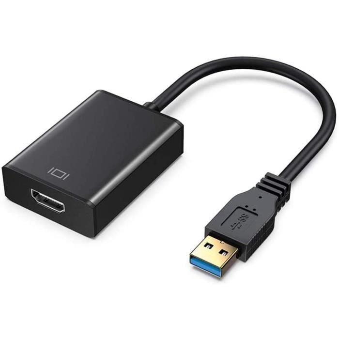 Adaptateur USB 3.0 vers HDMI, vidéo HD 1080P Convertisseur d'adaptateur USB vers  HDMI compatible avec un ordinateur portable HDTV - Cdiscount Informatique