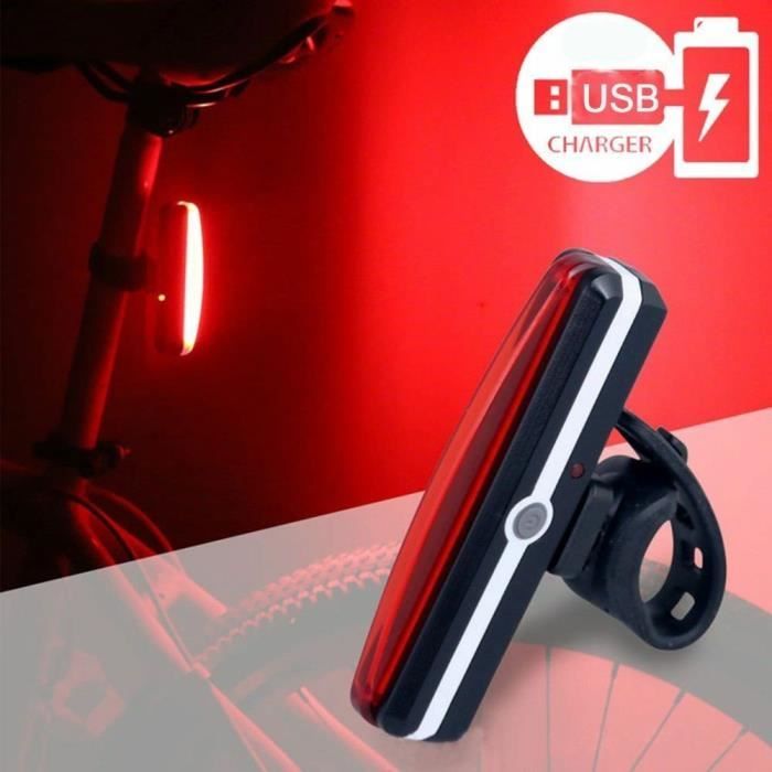 Lampe Arrière LED Pour Vélo Éclairage Pour Vélo USB Rechargeable - Lampe Arrière Rouge Ultra Lumineuse et Facile à Installer