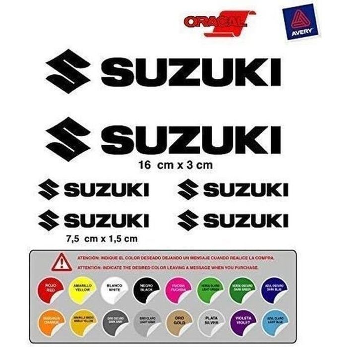 Autocollant Adhésif Compatible Avec Suzuki Gaufrage Vinyle Mod 1 16 Couleurs Disponibles Kit 6 Unités De