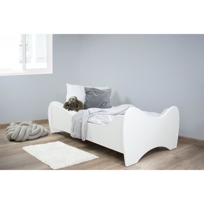 Midi Lit D Enfant Pour Garcons Et Filles 140x70 Cm Ensemble Lit Matelas Sommier Meubles Chambre D Enfant Blanc Cdiscount Maison