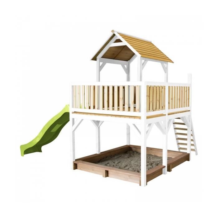 Bac à Sable En Bois AXI Mandy Avec Banc, Rangement, Couvercle Et Tableau Noir - 100x90 Cm - Jeu Extérieur Enfants - 7