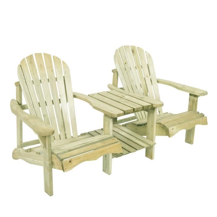 chaise de jardin double en bois avec table - axi house - valerie - pour enfant - naturel