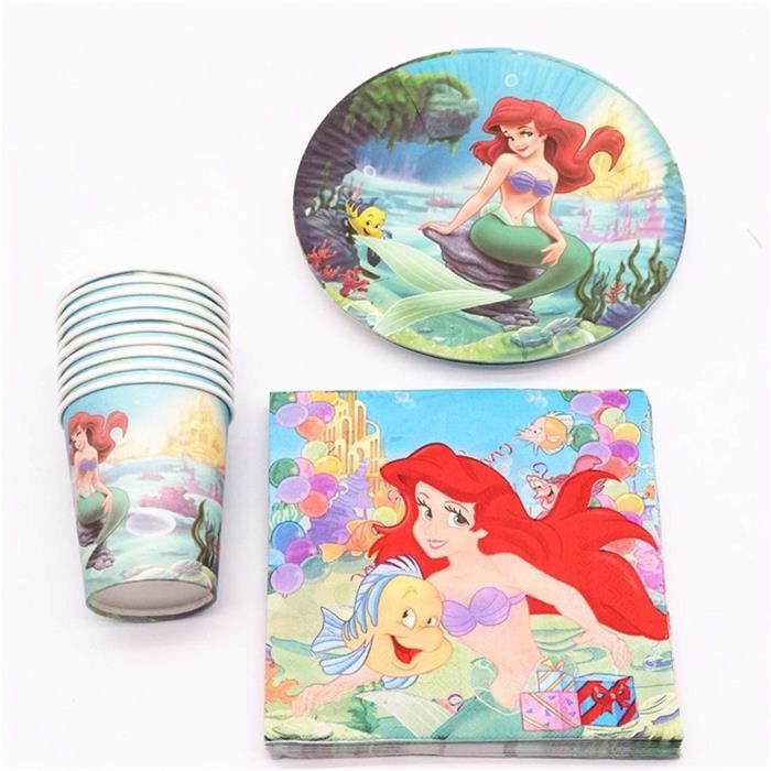 Ballons Vaisselle Jetable Theme Petite Sirene Ariel Decoration De Fete D Anniversaire Pour Enfants Assiettes Serviettes Ban 40 Cdiscount Maison