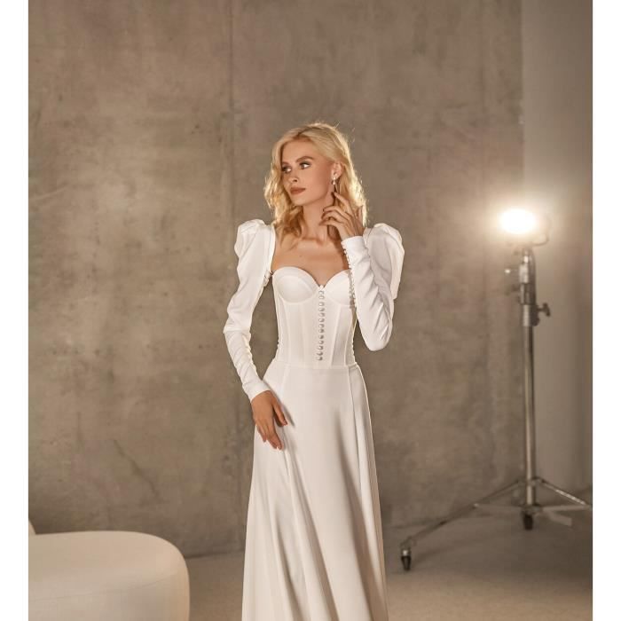 Ivoire Bol ro de mariage manches amovibles Manches bouffantes