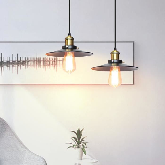Suspension Vintage Hofstein - Lampe Pendante En Bois - Noir/marron - Pour Salon/cuisine