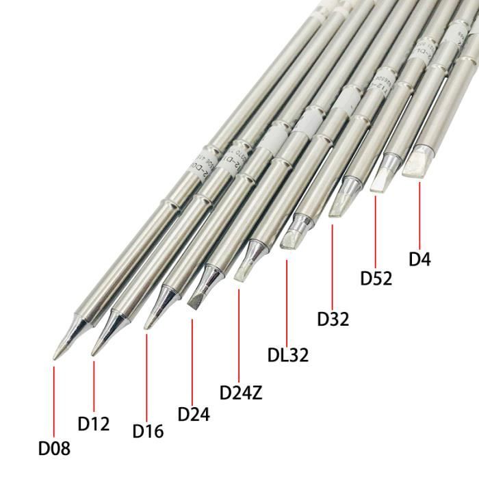 10 Pointes De Rechange Série T12 Pour Station FX-951 – T12-I Et Autres Formes (BC2, D4, JL02, Etc.) – Soudure Précise