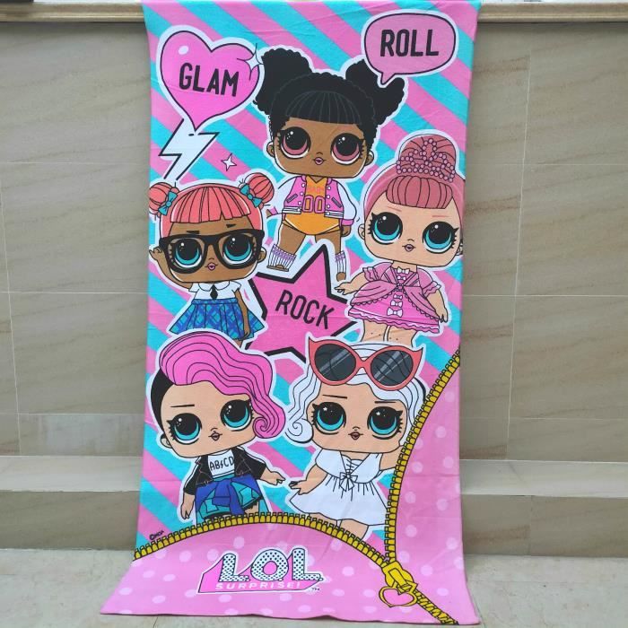 Serviette de bain - LOL Surprise - 70x140cm - Coton - Style anime - Lavable - Maison