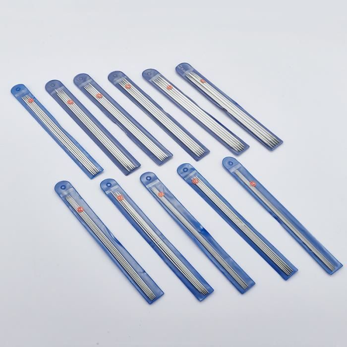 NC Lot De 11 Paires Aiguilles à Tricoter En Acier Inoxydable 36 Cm - Tailles 2.0 à 8.0 Mm