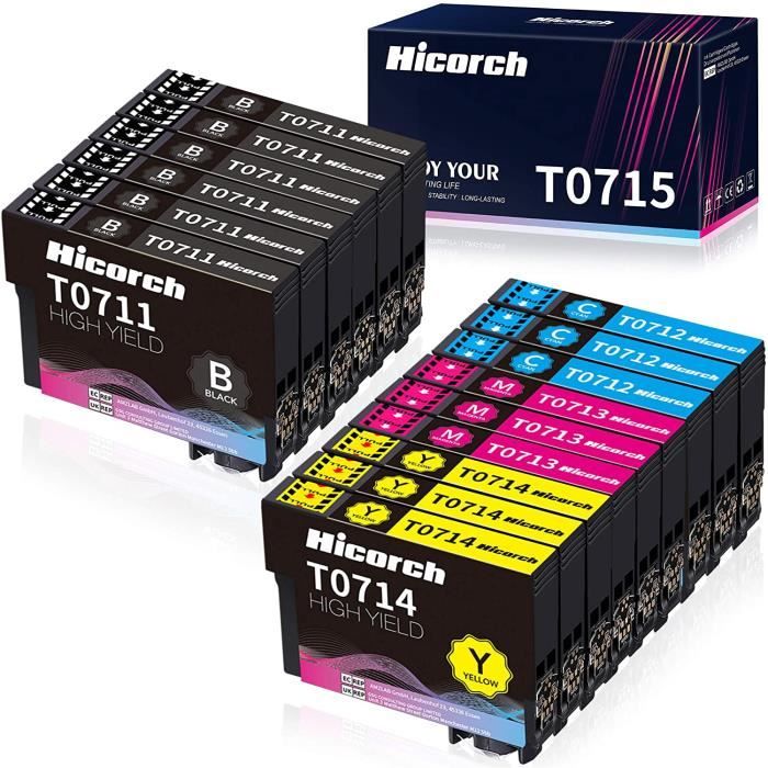 Hicorch T0715 Cartouche dencre Compatible pour T0711 T0712 T0713 T0714 avec  Stylus DX4450 DX5050 DX6000 SX510W SX515W SX40117