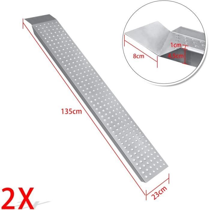 Aufun 2x Rampe Max. 400KG rampe de chargement antidérapante en acier galvanisé, rampe de chargement antidérapante pour moto ATV Quad