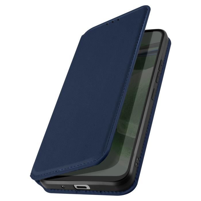 Étui Portefeuille Avizar Pour Samsung Z Flip 7 - Cuir Chesterfield, Rabat Magnétique Bleu