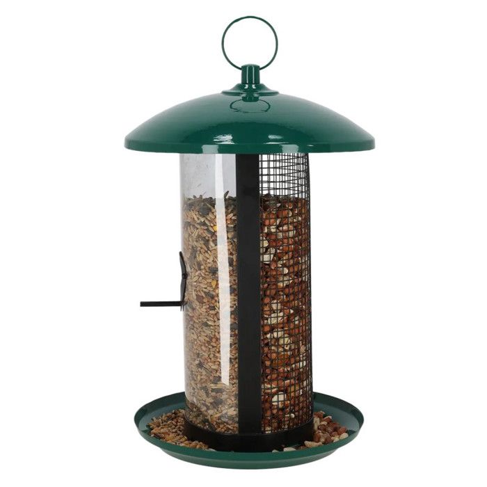 Meilleurs prix pour Distributeur combiné graines et noix pour oiseau - Best for Birds - Vert - D 23 x H 31 cm
