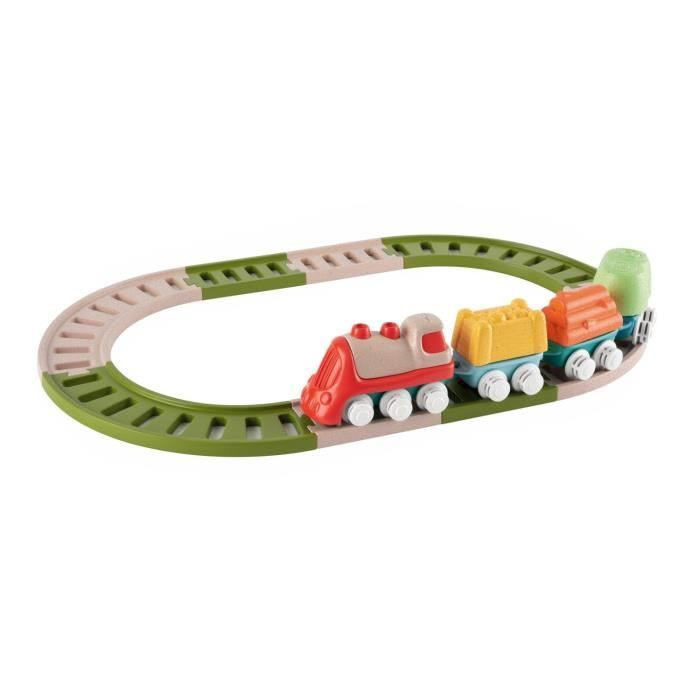 Chicco Train ECO+ – Circuit 2 Configurations, 18 Pièces En Plastique Recyclé, Locomotive Et 3 Wagons, Dès 18 Mois