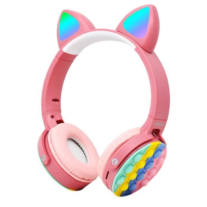 LED Casque Audio Enfant Fille Bluetooth Casque sans Fil Écouteurs Oreille  Chat Bandeau Réglable pour IOS, Android, 15m, Rose - Cdiscount Jeux - Jouets