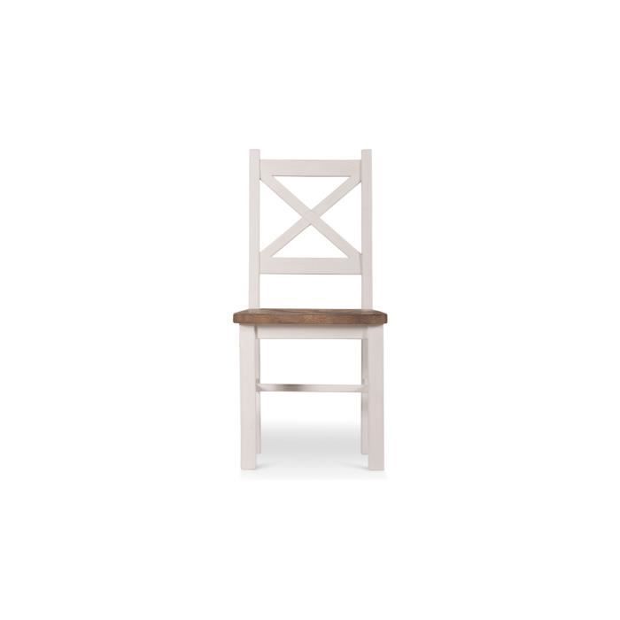 chaises en bois césuré blanc - lot de 2 - decoration d'autrefois